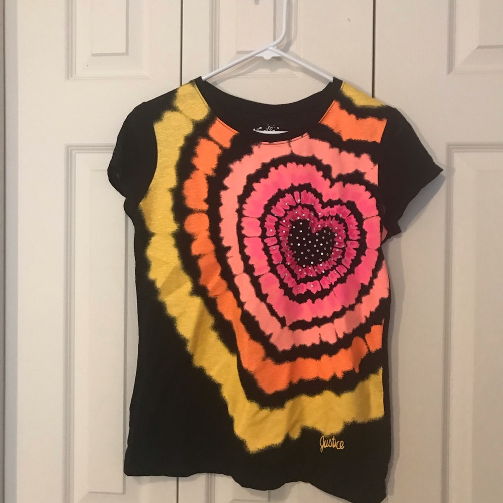 Justice Tie-Dye Heart Shirt